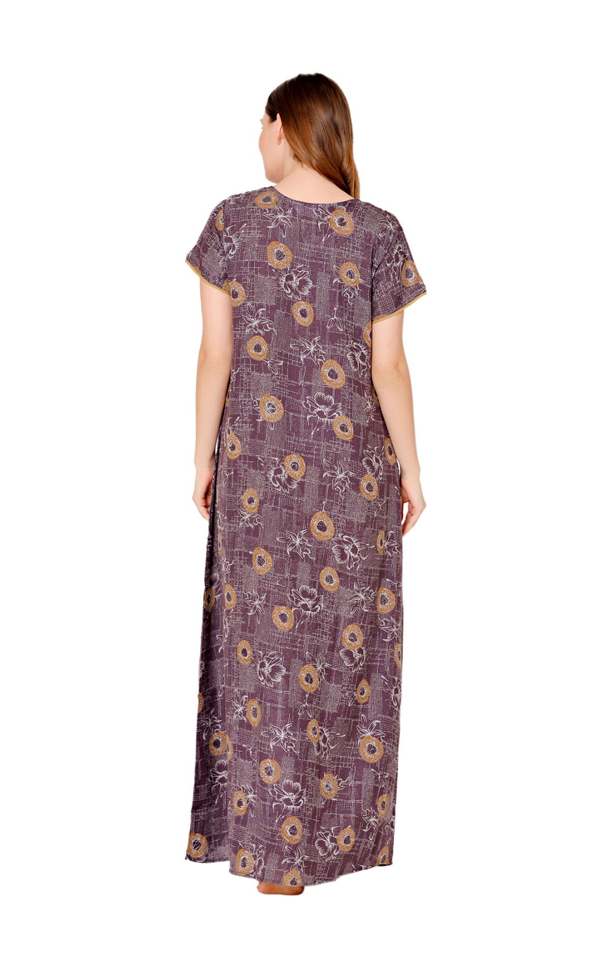 Bodycare Womens Polycotton Round Neck Printed Long Night Dress-BSN2012B