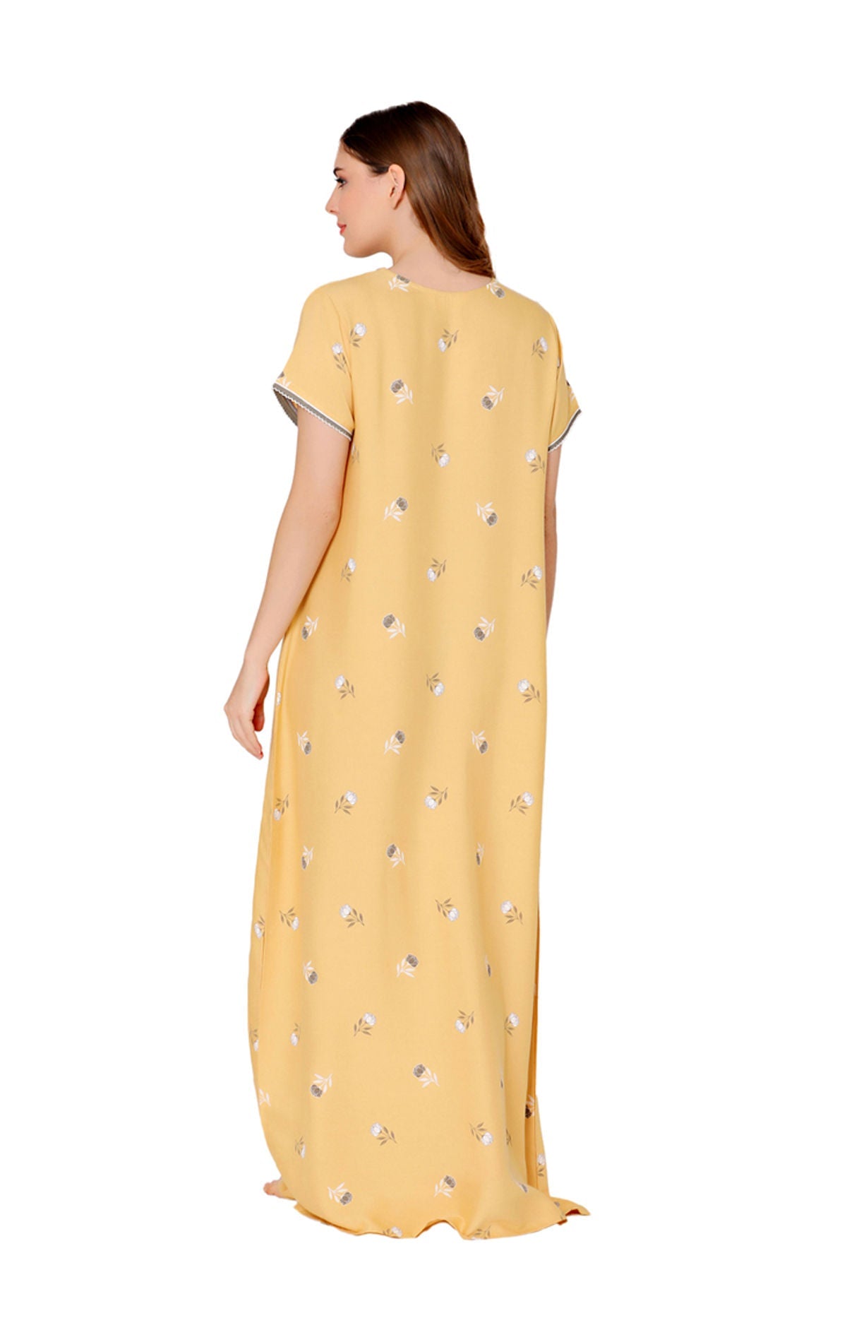 Bodycare Womens Polycotton U Neck Printed Long Night Dress-BSN2015B