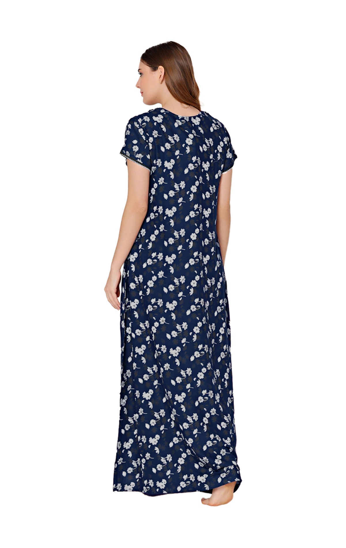 Bodycare Womens Polycotton Round Neck Printed Long Night Dress-BSN2019A