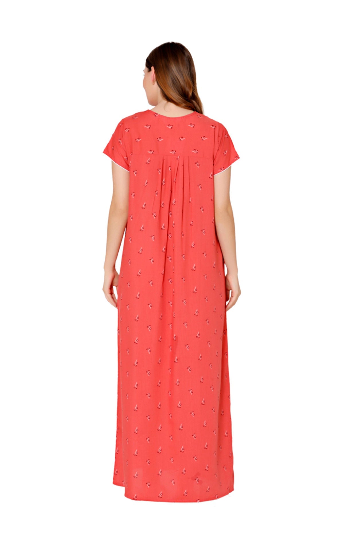 Bodycare Womens Poly Viscose Round Neck Printed Long Night Dress-BSN3007C