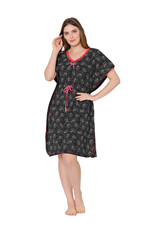 Bodycare Womens Combed Cotton Round Neck Printed Short Night Dress-BSN9002