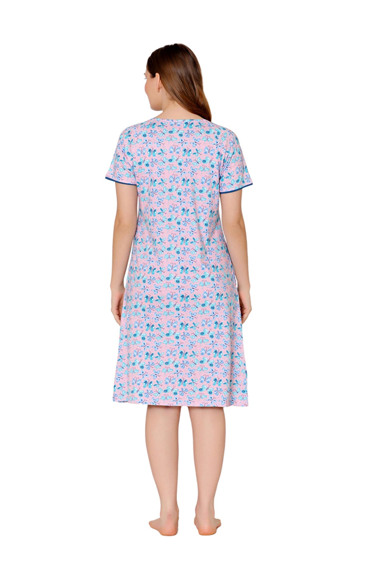 Bodycare Womens Combed Cotton Round Neck Printed Short Night Dress-BSN9011