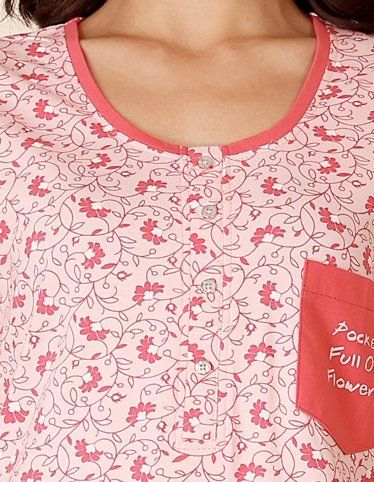 Women’s Grey Short Nighties by Bodycare – Comfortable Cotton Knee-Length Nightdress-BSN9017