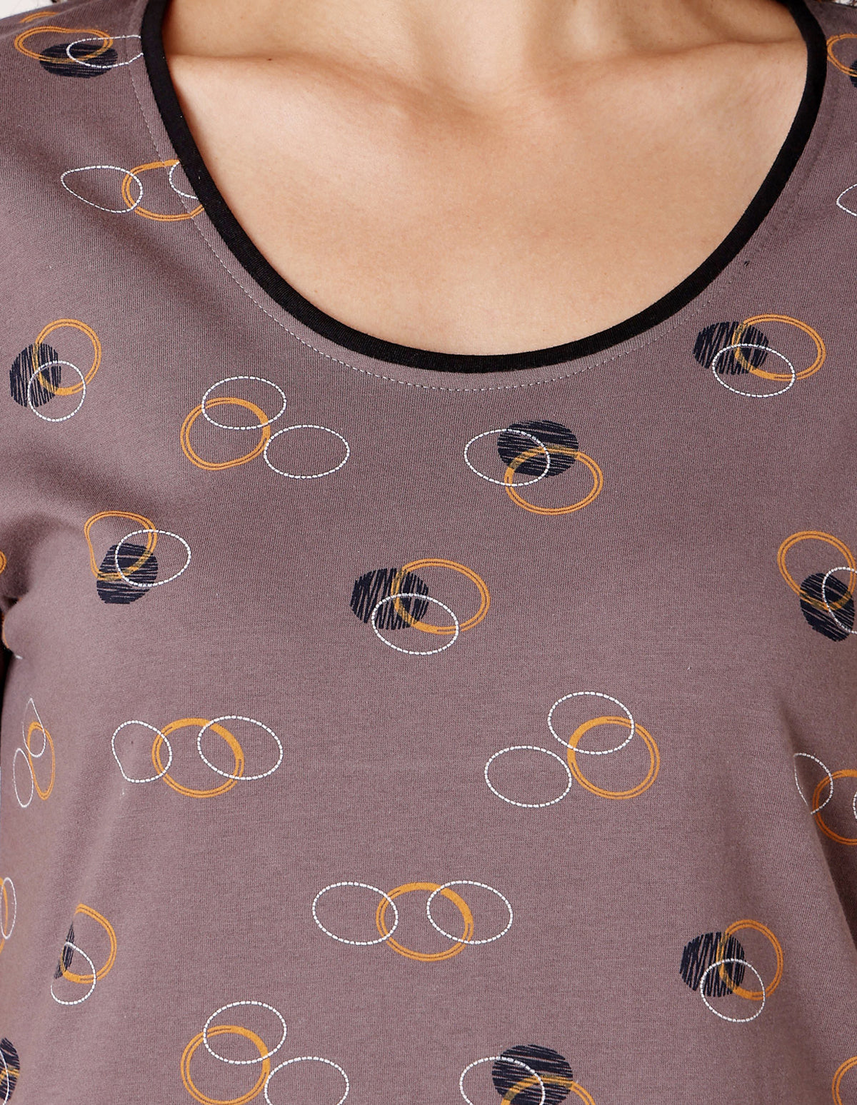 Women’s Brown Short Nighties by Bodycare – Comfortable Cotton Knee-Length Nightdress-BSN9019