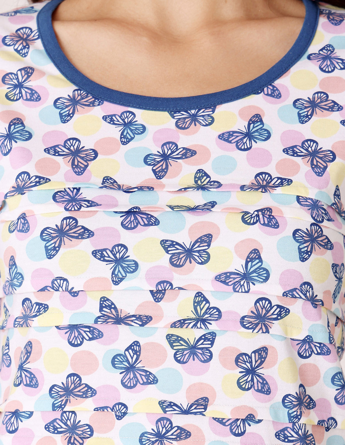 Women’s Multicolor Short Nighties by Bodycare – Comfortable Cotton Knee-Length Nightdress-BSN9020