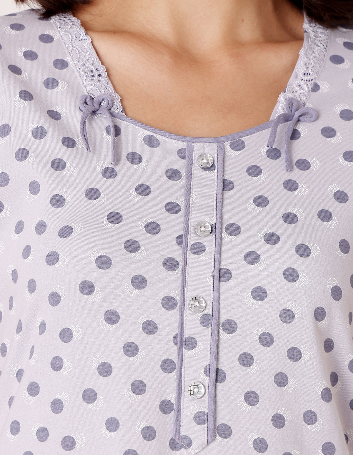 Women’s Grey Short Nighties by Bodycare – Comfortable Cotton Knee-Length Nightdress-BSN9022