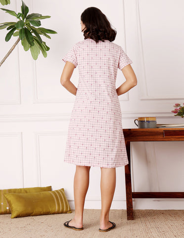 Women’s Pink Short Nighties by Bodycare – Comfortable Cotton Knee-Length Nightdress-BSN9027