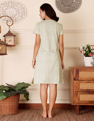 Women’s Green Short Nighties by Bodycare – Comfortable Cotton Knee-Length Nightdress-BSN9029