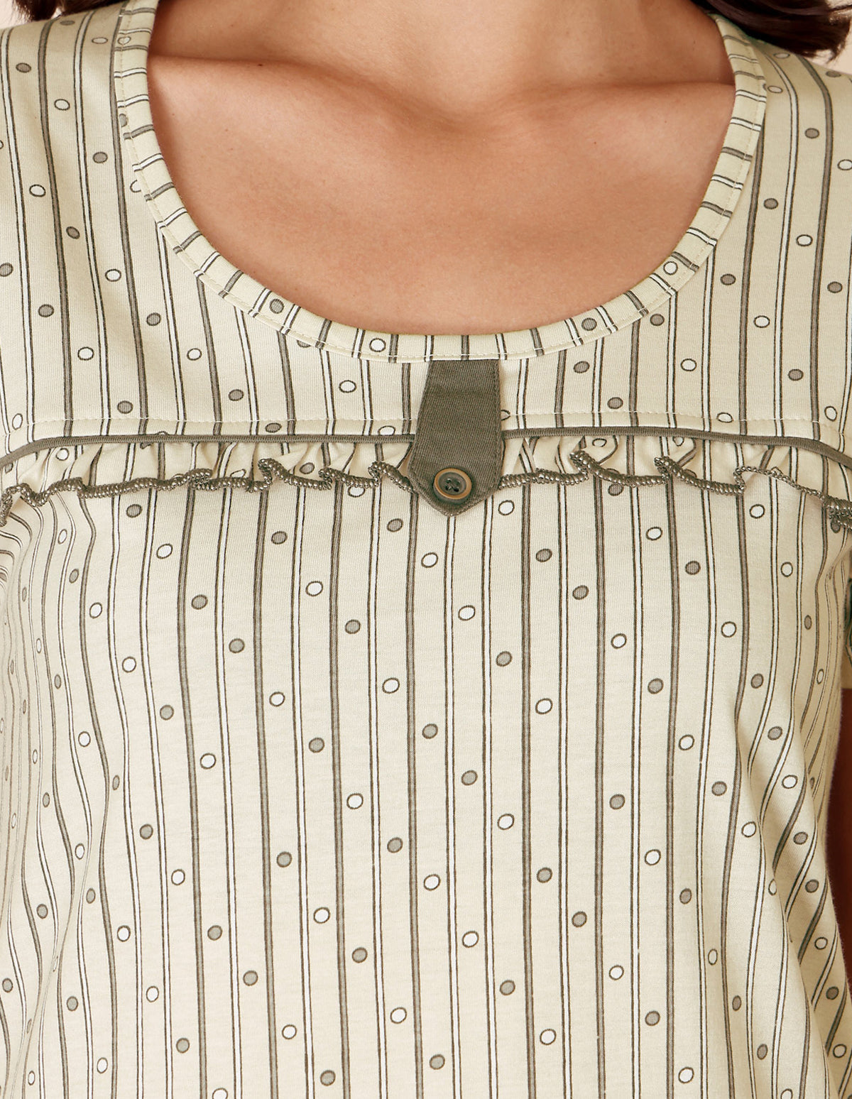 Women’s Green Short Nighties by Bodycare – Comfortable Cotton Knee-Length Nightdress-BSN9029