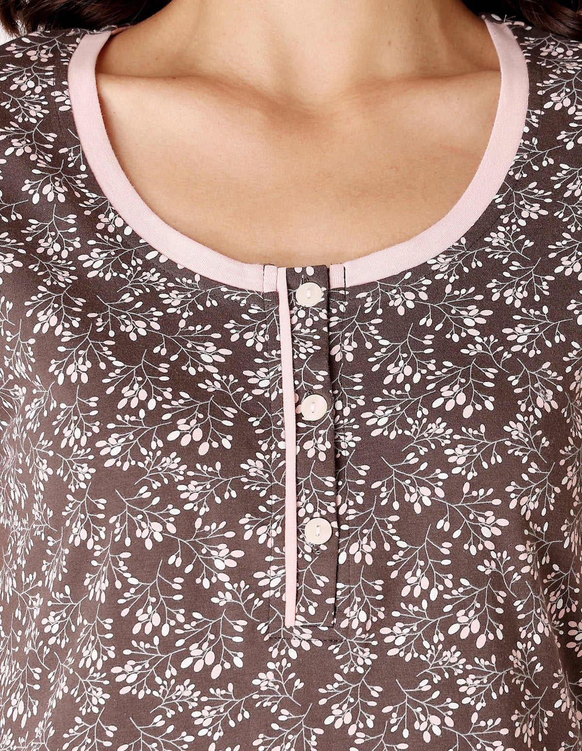 Women’s Grey Short Nighties by Bodycare – Comfortable Cotton Knee-Length Nightdress-BSN9031