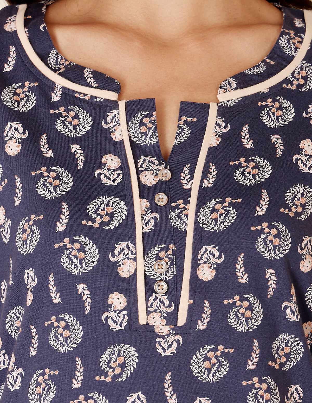 Women’s Blue Short Nighties by Bodycare – Comfortable Cotton Knee-Length Nightdress-BSN9033