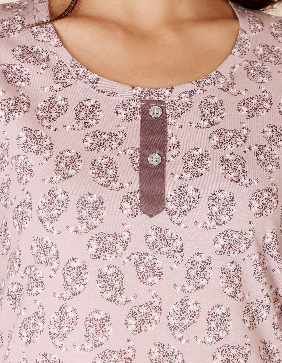 Women’s Pink Short Nighties by Bodycare – Comfortable Cotton Knee-Length Nightdress-BSN9034