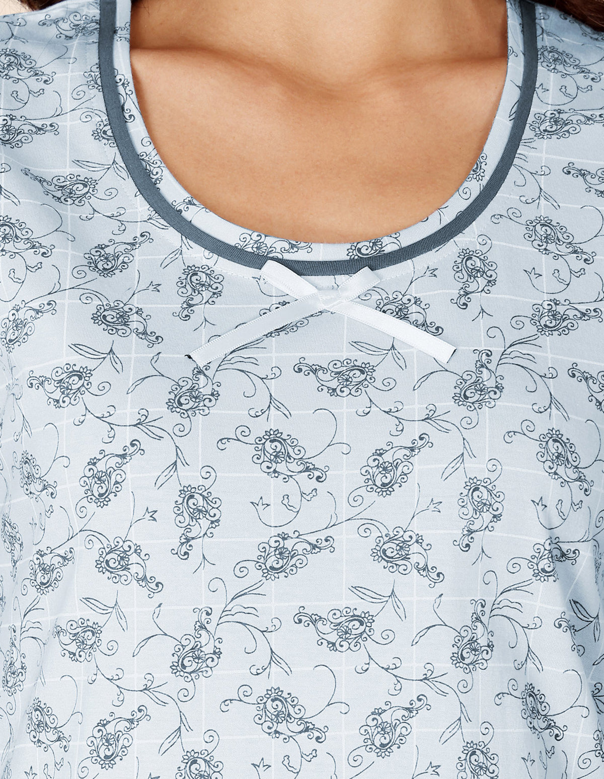 Women’s Blue Short Nighties by Bodycare – Comfortable Cotton Knee-Length Nightdress-BSN9036