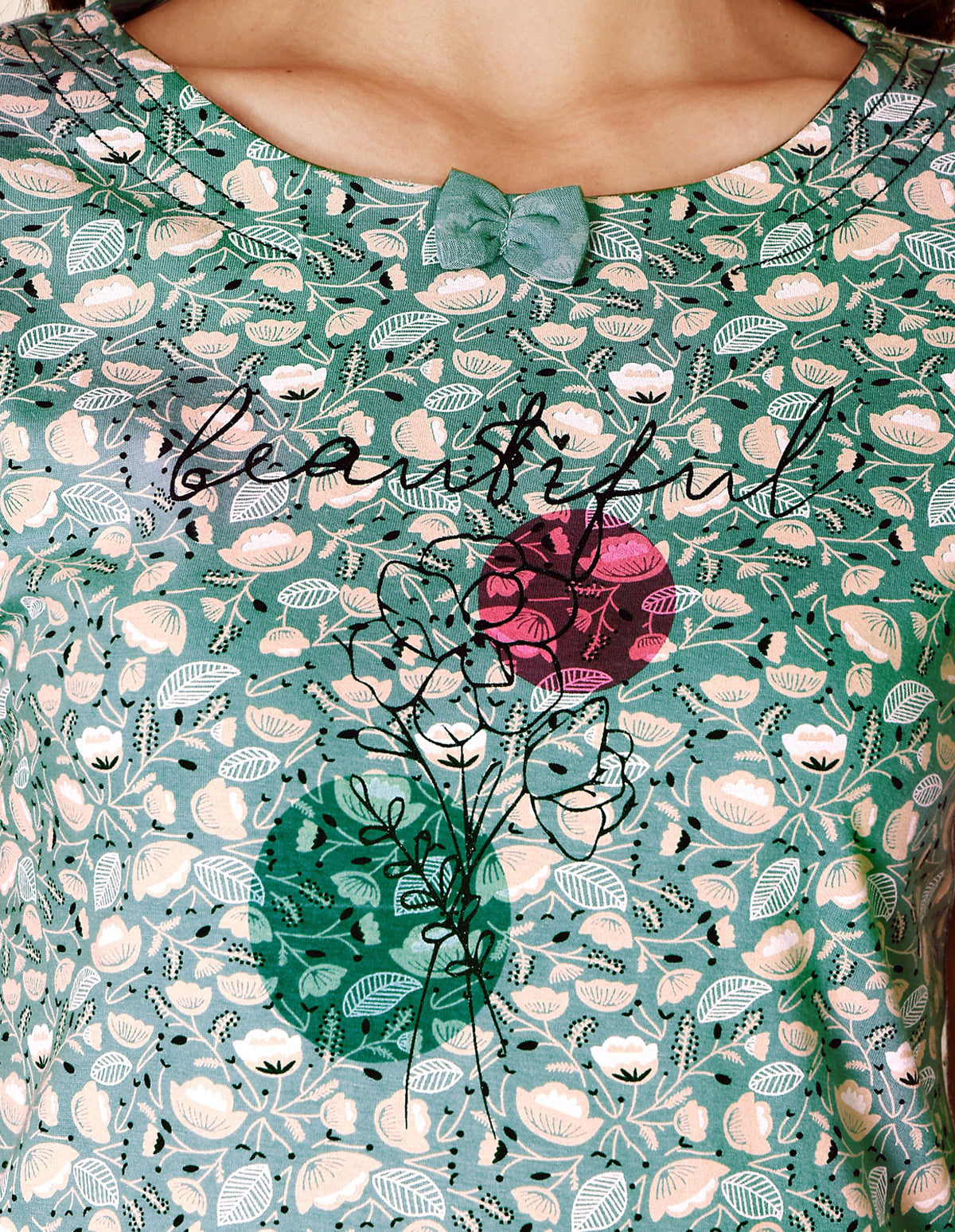 Women’s Green Short Nighties by Bodycare – Comfortable Cotton Knee-Length Nightdress-BSN9042