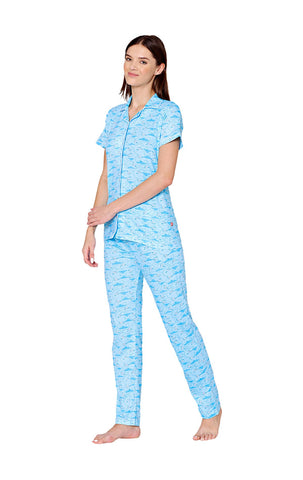 Bodycare Womens Cotton Printed Night Suit Set of Shirt & Pyjama-BSNS18002