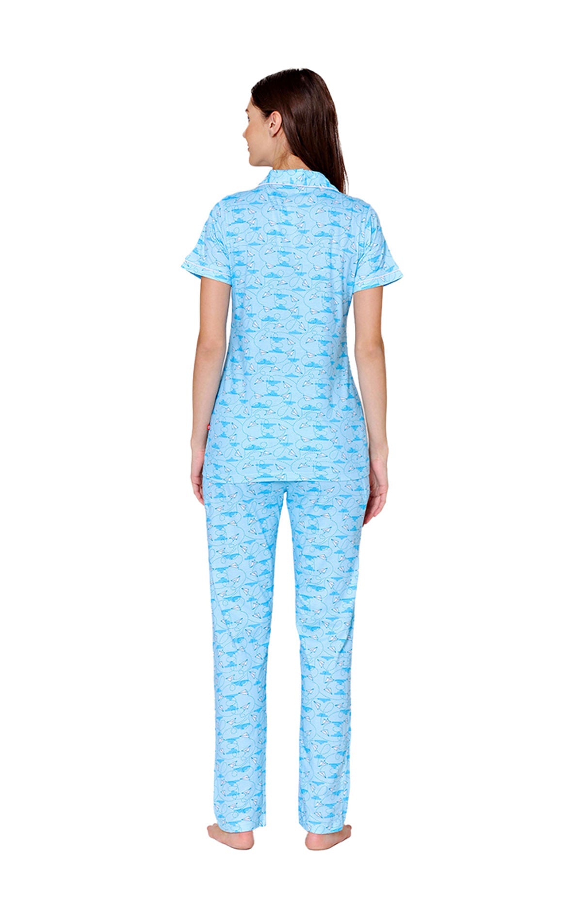 Bodycare Womens Cotton Printed Night Suit Set of Shirt & Pyjama-BSNS18002