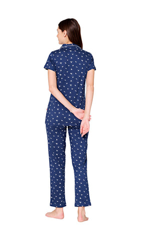 Bodycare Womens Cotton Printed Night Suit Set of Shirt & Pyjama-BSNS18003