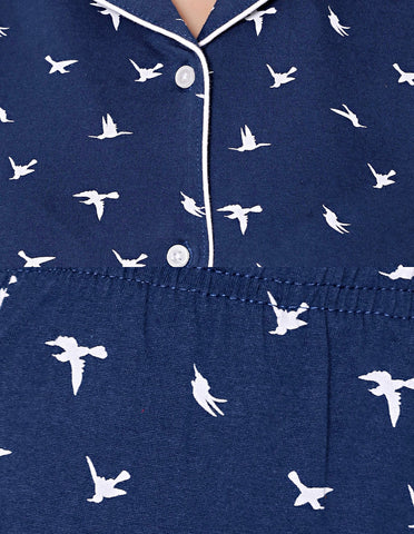 Bodycare Womens Cotton Printed Night Suit Set of Shirt & Pyjama-BSNS18003
