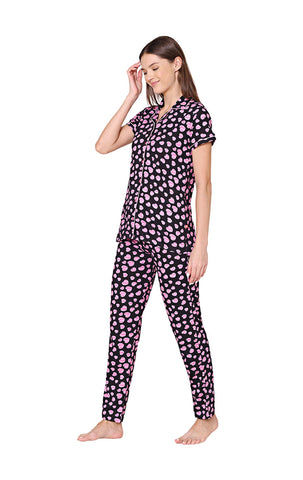 Bodycare Womens Cotton Printed Night Suit Set of Shirt & Pyjama-BSNS18004