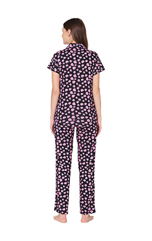 Bodycare Womens Cotton Printed Night Suit Set of Shirt & Pyjama-BSNS18004