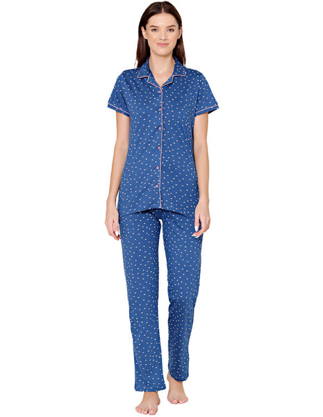 Bodycare Womens Cotton Printed Night Suit Set of Shirt & Pyjama-BSNS18005