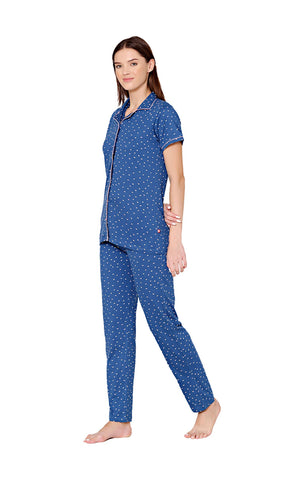 Bodycare Womens Cotton Printed Night Suit Set of Shirt & Pyjama-BSNS18005