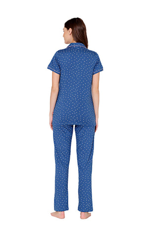 Bodycare Womens Cotton Printed Night Suit Set of Shirt & Pyjama-BSNS18005