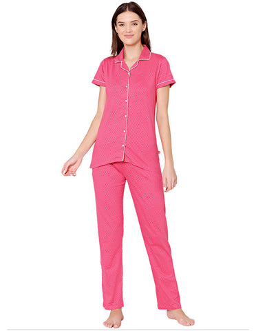 Bodycare Womens Cotton Printed Night Suit Set of Shirt & Pyjama-BSNS18006