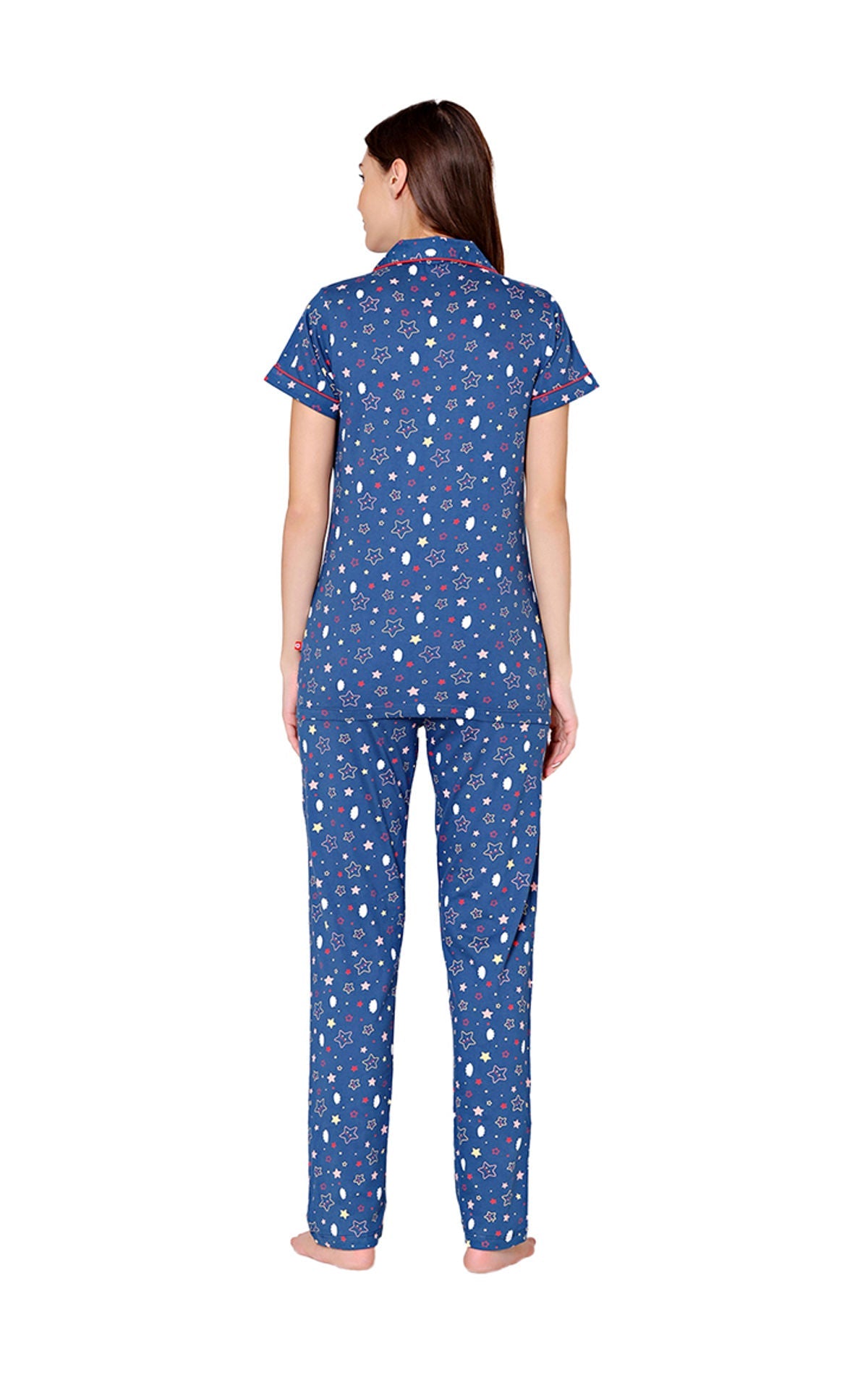 Bodycare Womens Cotton Printed Night Suit Set of Shirt & Pyjama-BSNS18008