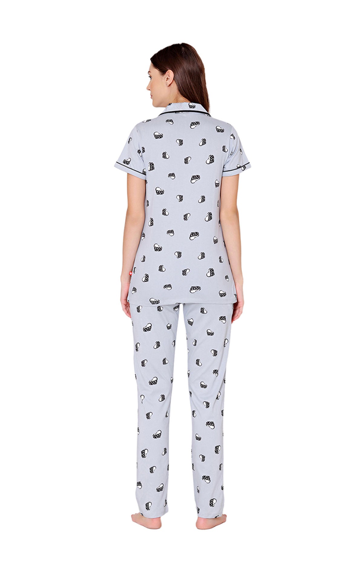 Bodycare Womens Cotton Printed Night Suit Set of Shirt & Pyjama-BSNS18009