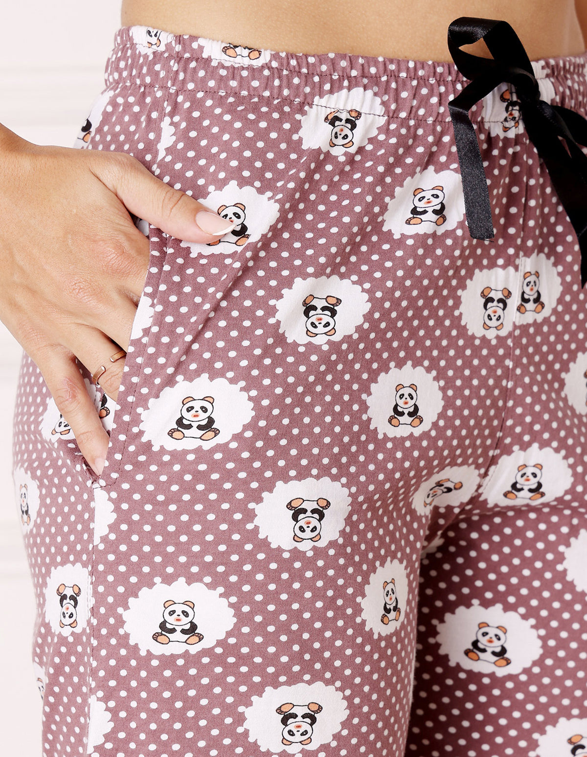 Black & Pink Cotton Printed T-Shirt & Shorts Night Suit for Women by Bodycare-BSSS17023