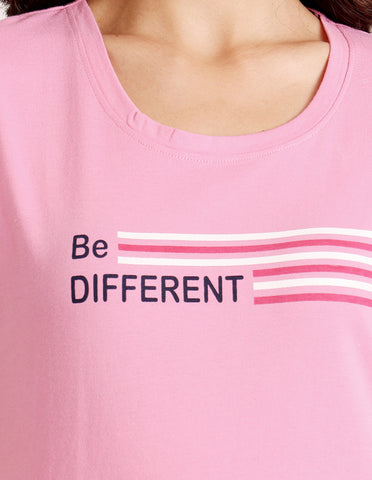 Pink & Black Cotton Printed T-Shirt & Shorts Night Suit for Women by Bodycare-BSSS17025