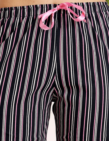 Pink & Black Cotton Printed T-Shirt & Shorts Night Suit for Women by Bodycare-BSSS17025