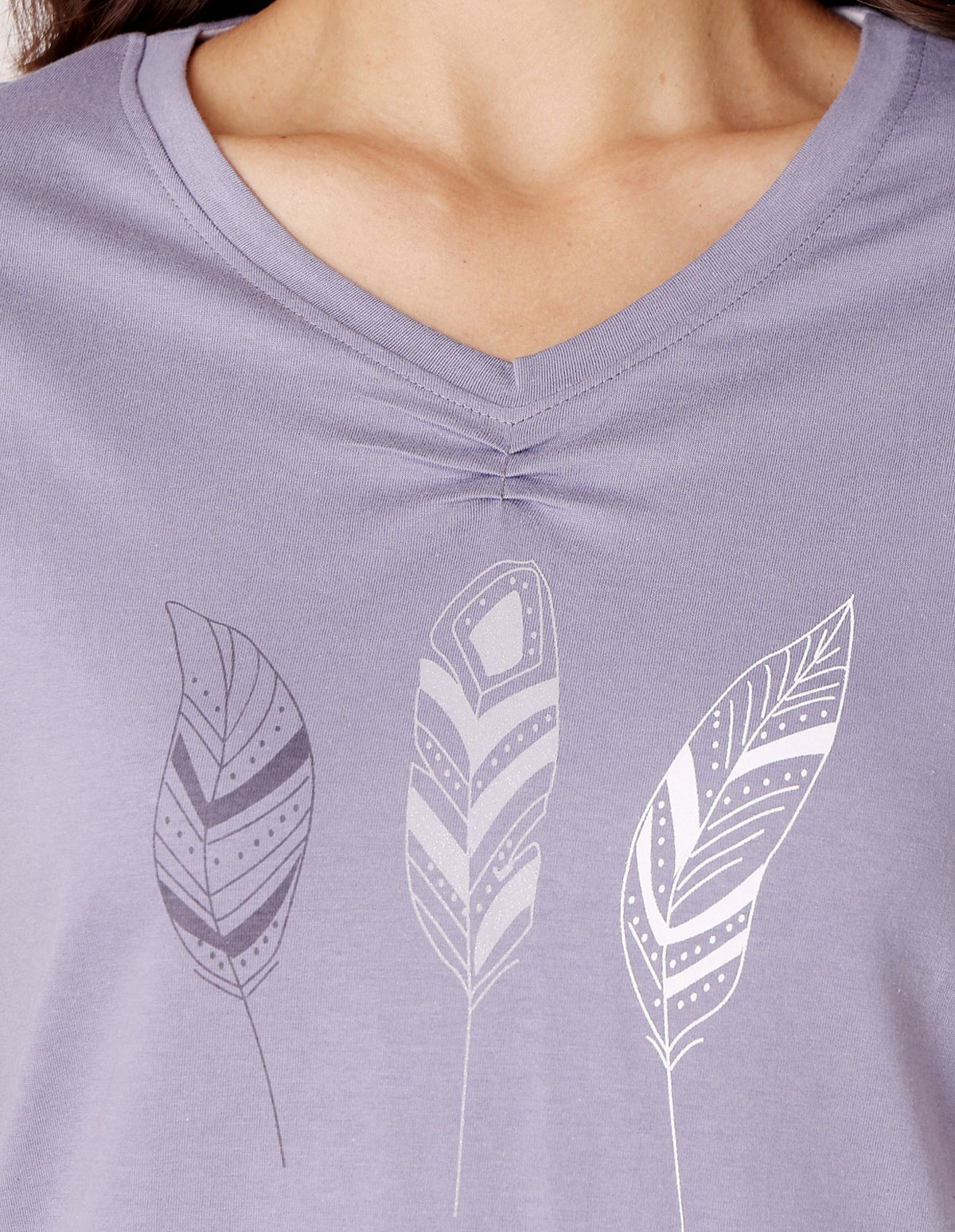 Purple & White Cotton Printed T-Shirt & Shorts Night Suit for Women by Bodycare-BSSS17026