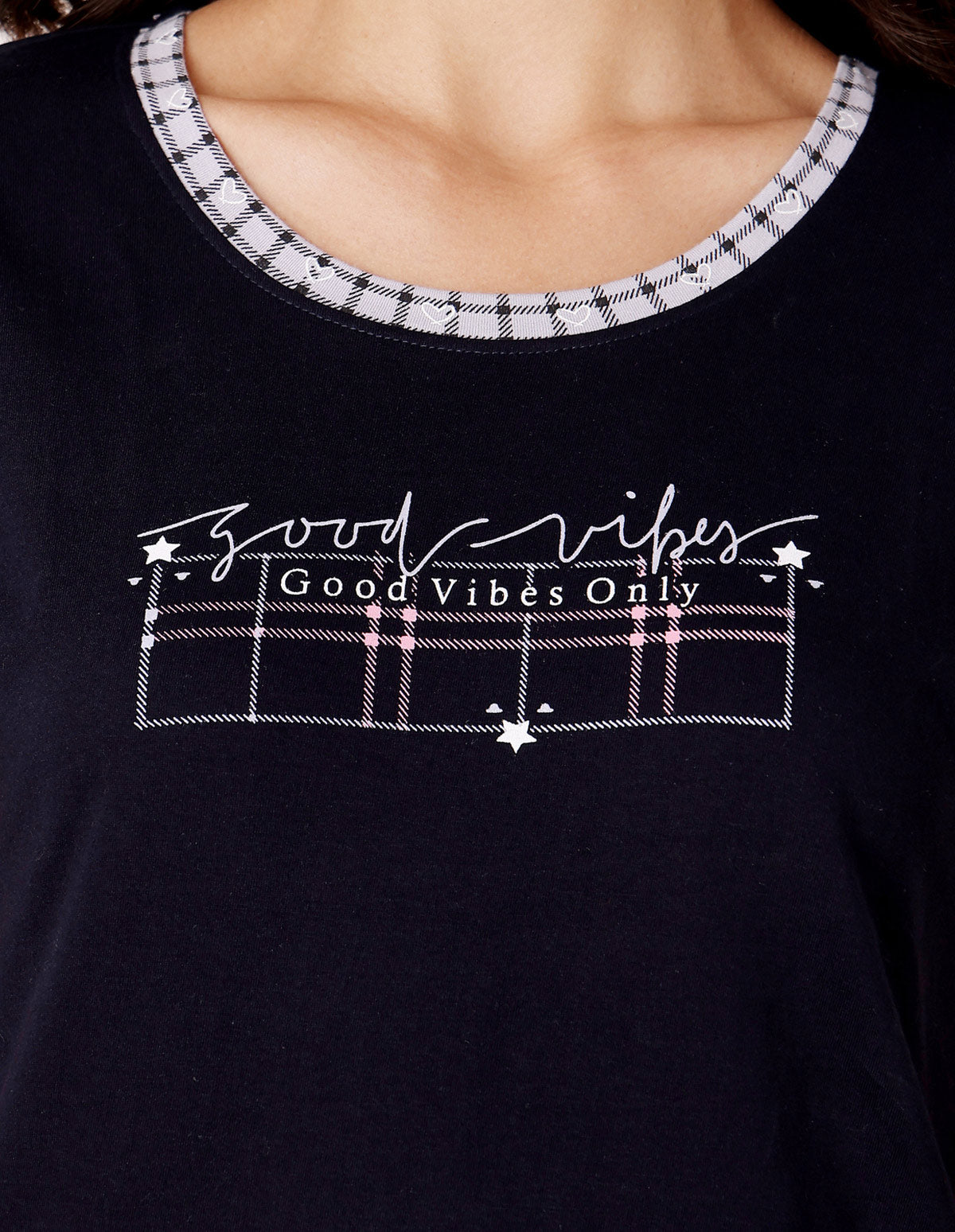 Black & Grey Cotton Printed T-Shirt & Shorts Night Suit for Women by Bodycare-BSSS17033