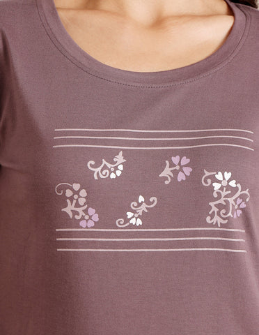 Pink & White Cotton Printed T-Shirt & Shorts Night Suit for Women by Bodycare-BSSS17037