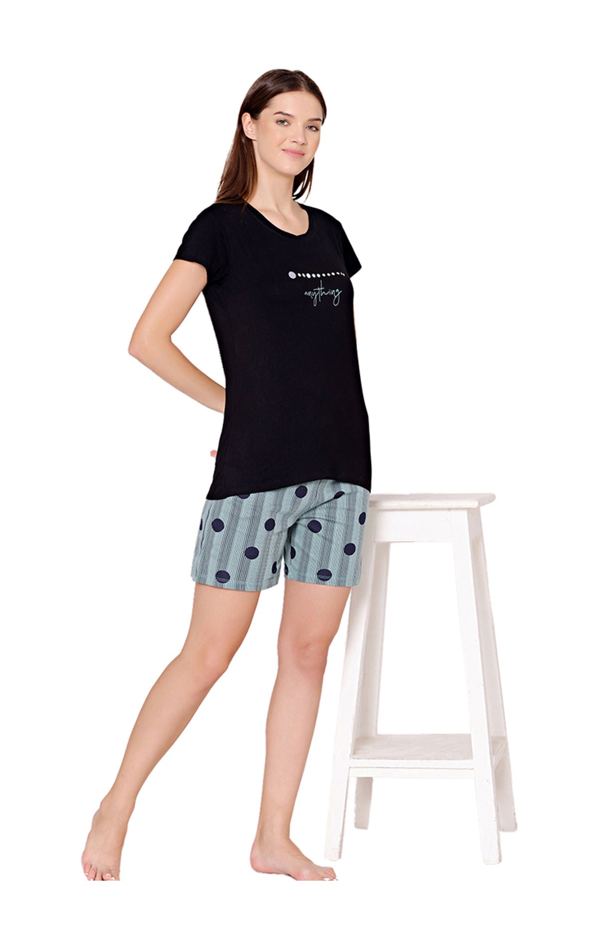 Bodycare Womens Modal Printed Night Suit Set of Tshirt & Shorts-BSSS17506