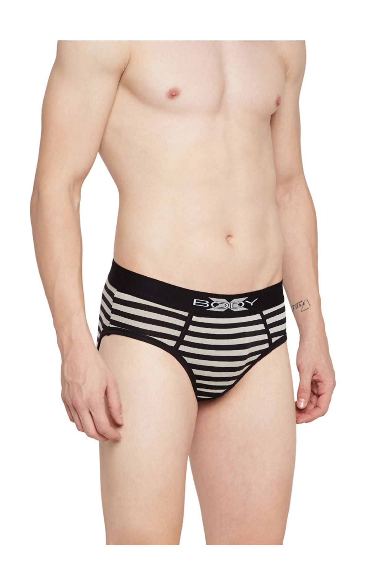 Body X Striped Briefs-BX03B Black