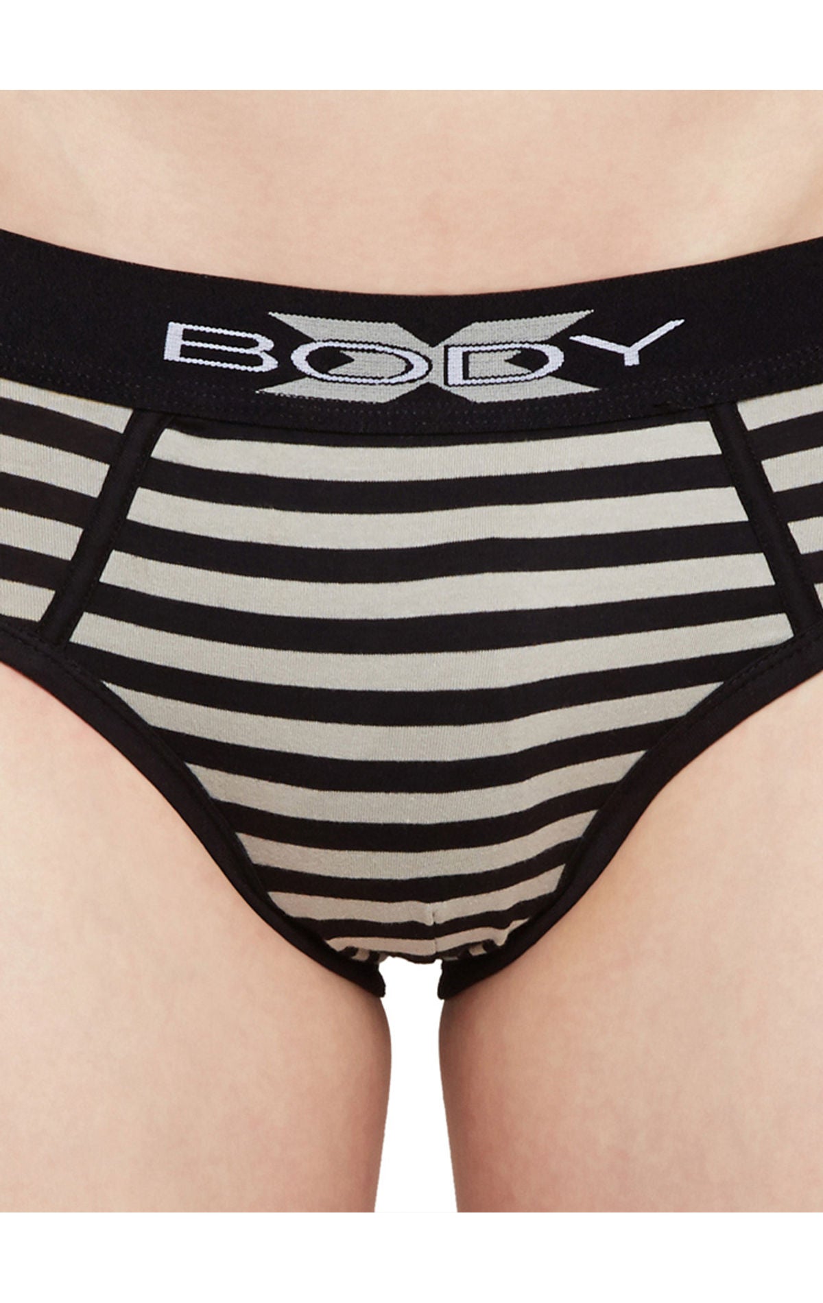 Body X Striped Briefs-BX03B Black