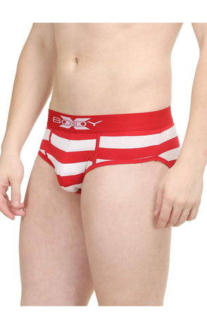 Body X Striped Briefs-BX03B Red Stripe