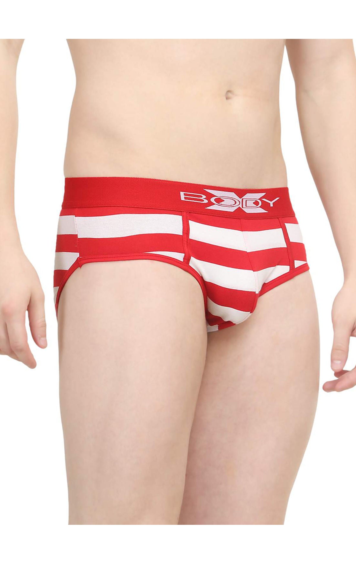 Body X Striped Briefs-BX03B Red Stripe