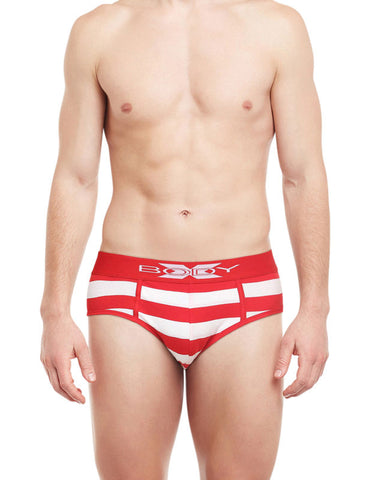 Body X Striped Briefs-BX03B Red Stripe