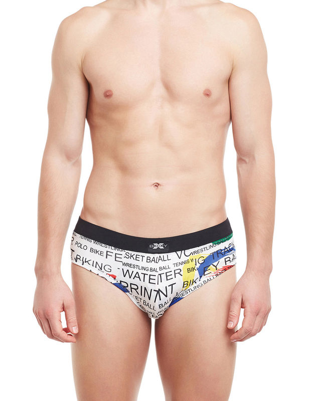 Body X Printed Briefs-BX06B White Print