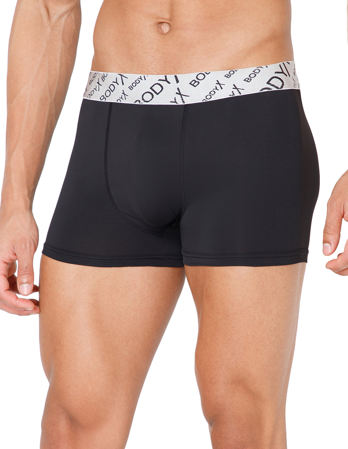 BodyX Men Solid Nylon Lycra Trunks-BX101T-BLACK