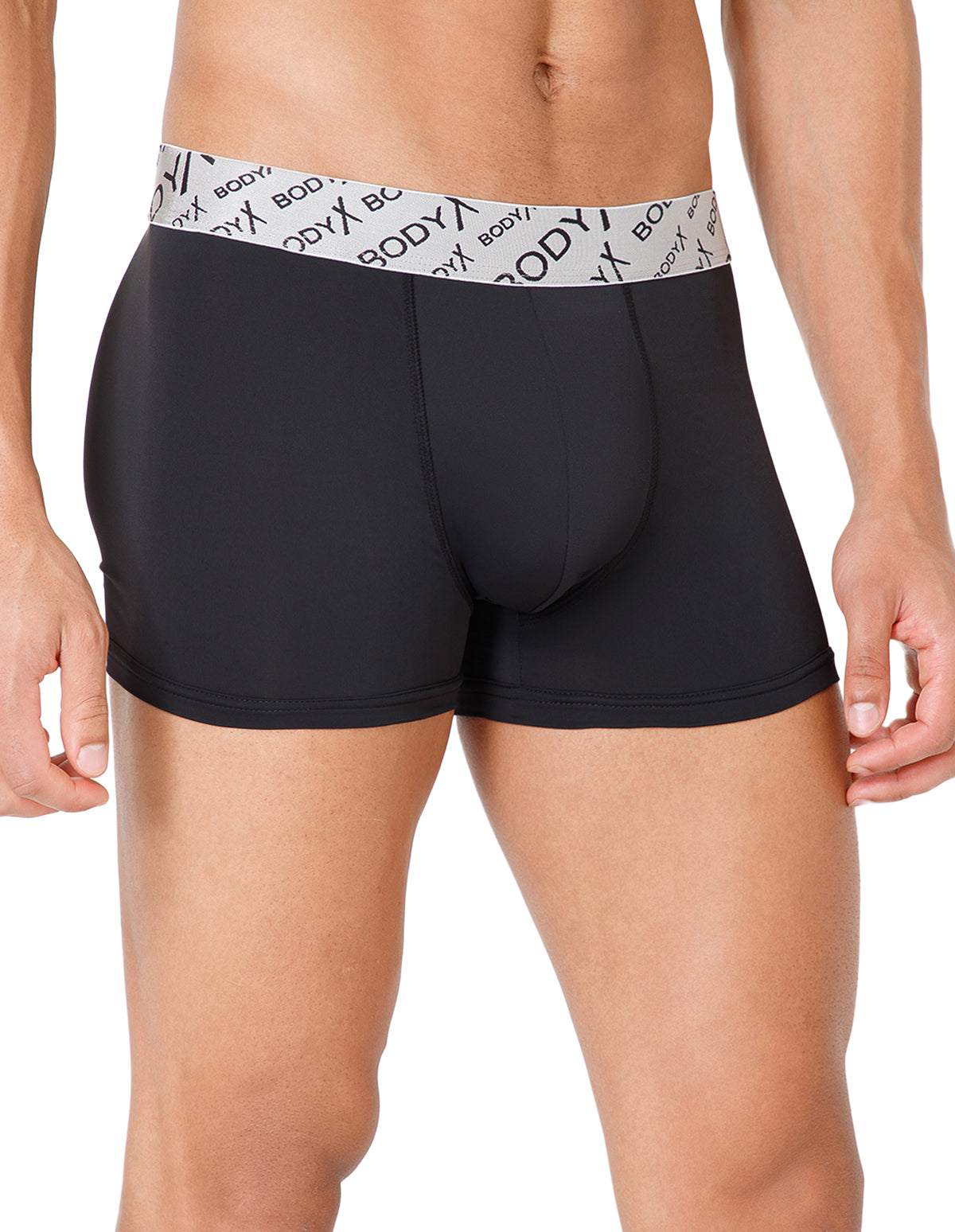 BodyX Men Solid Nylon Lycra Trunks-BX101T-BLACK