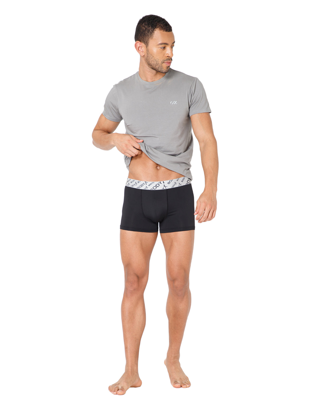 BodyX Men Solid Nylon Lycra Trunks-BX101T-BLACK