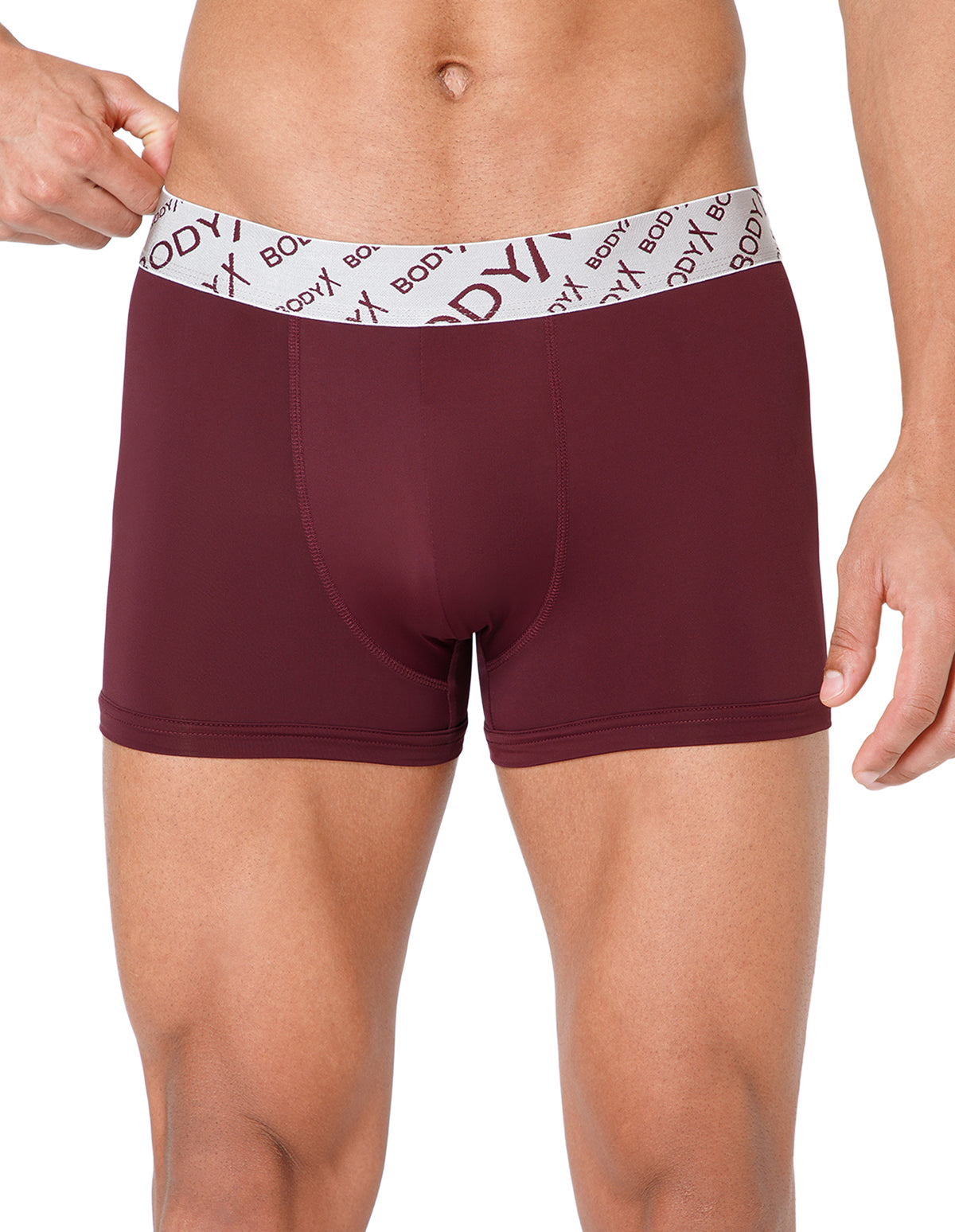 BodyX Men Solid Nylon Lycra Trunks-BX101T-BURGUNDY