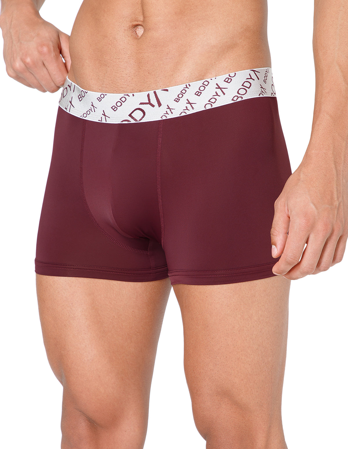 BodyX Men Solid Nylon Lycra Trunks-BX101T-BURGUNDY