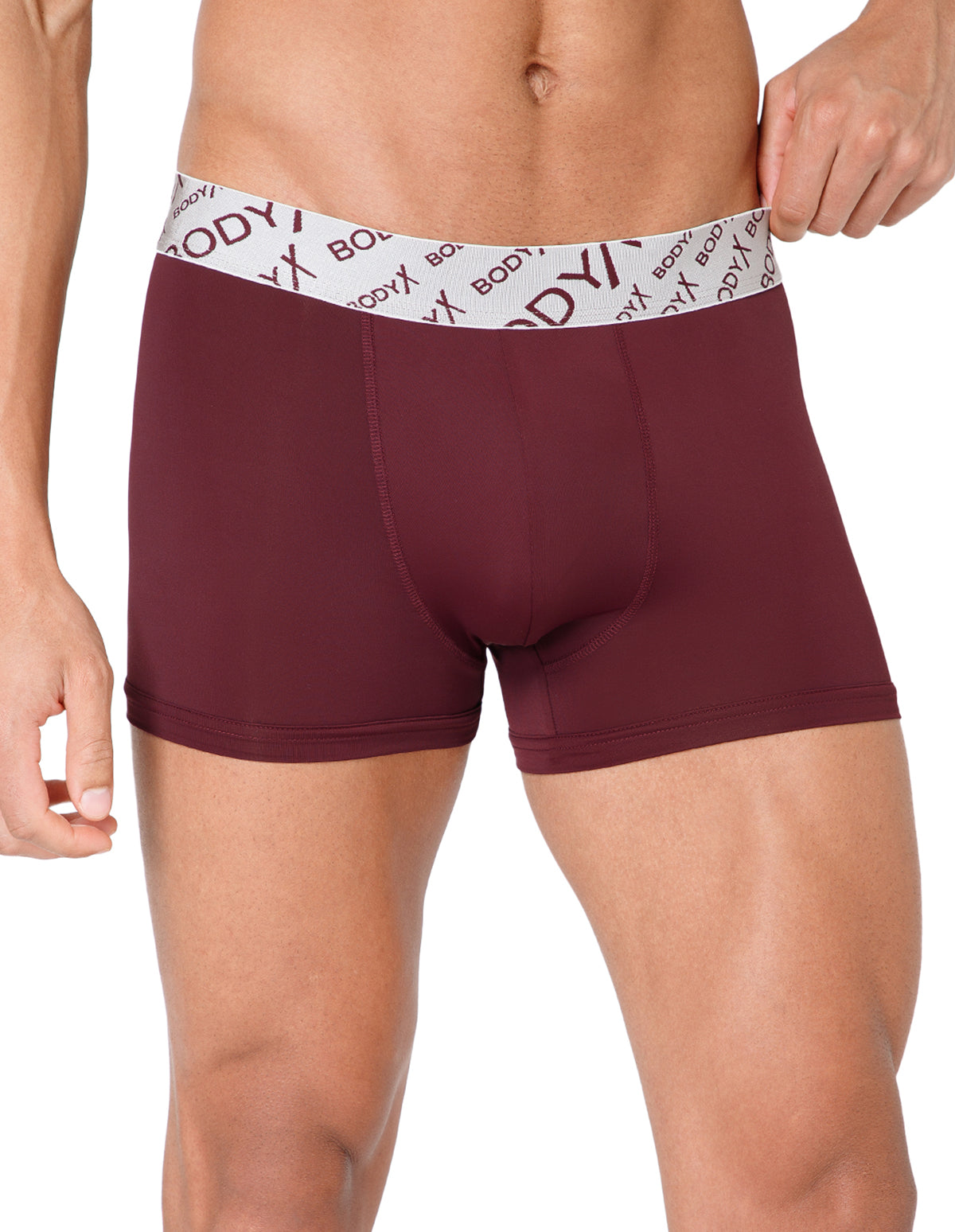BodyX Men Solid Nylon Lycra Trunks-BX101T-BURGUNDY