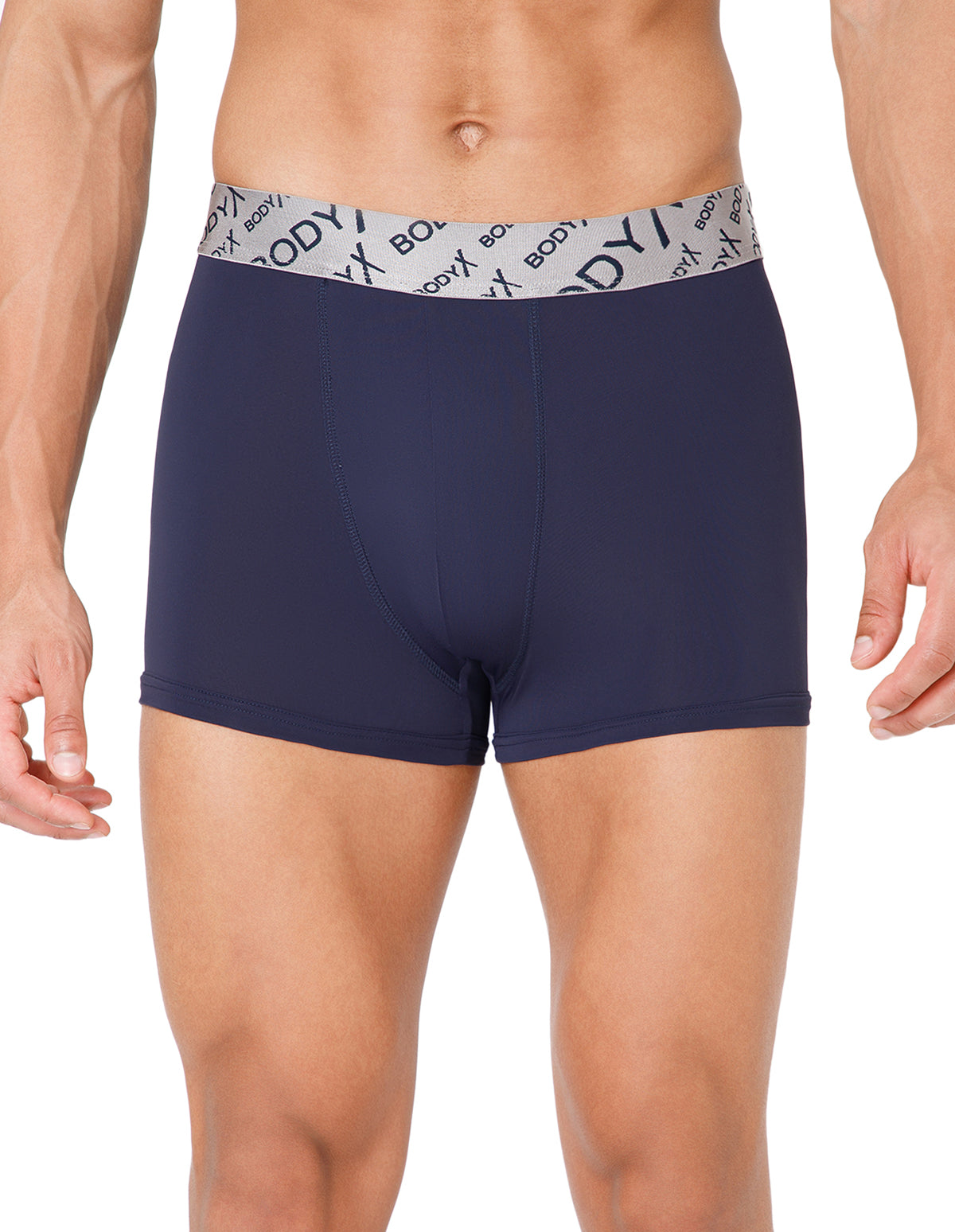 BodyX Men Solid Nylon Lycra Trunks-BX101T-NAVY